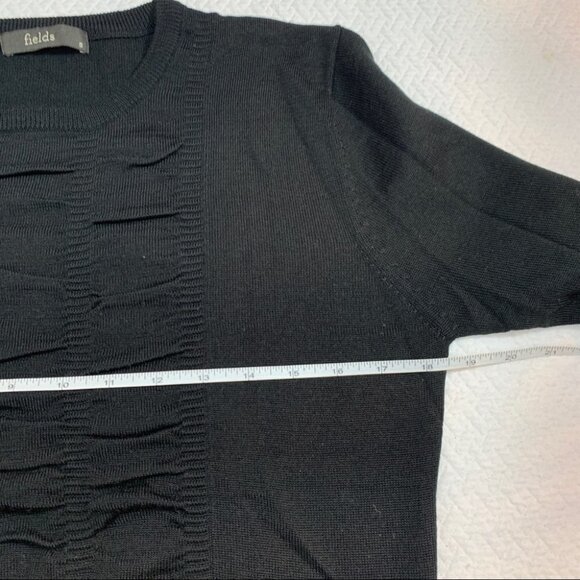 FIELDS🖤BLACK Crew Neck Black Lightweight Sweater Ruching Detail on Fron… - Picture 9 of 10